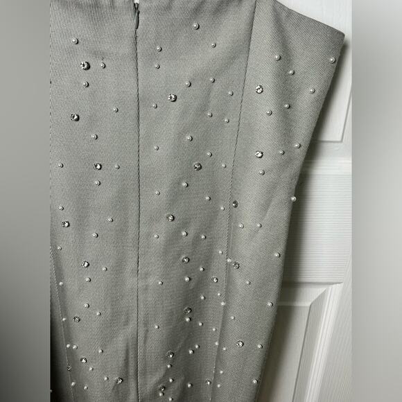 STINE GOYA Aly Wool Blend Beaded Rhinestone Gray Midi Dress M - Picture 7 of 12